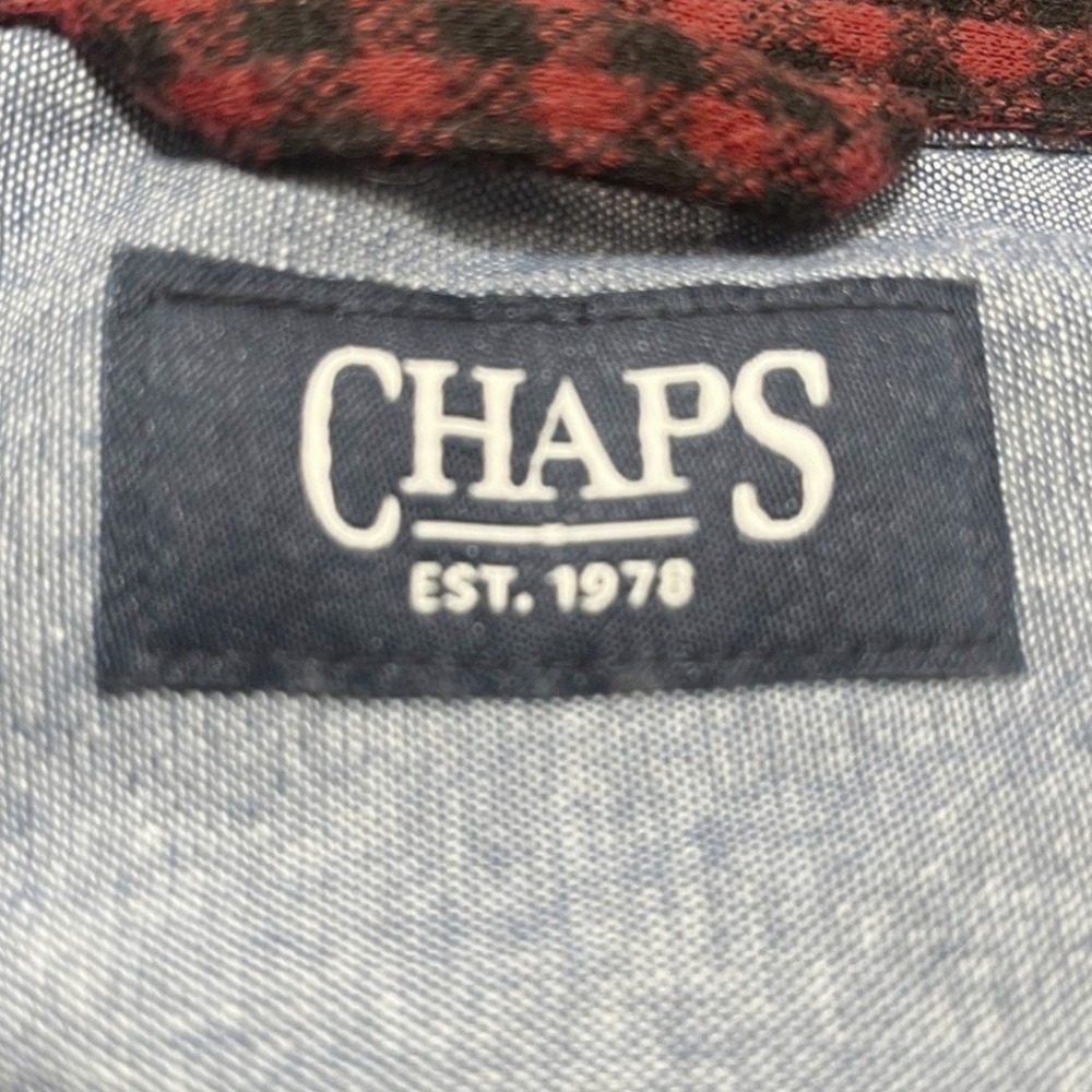 Chaps Heavy Red Black Plaid Lumber Jack Flannel Long Sleeve Shirt Size XL Men's - Picture 4 of 7